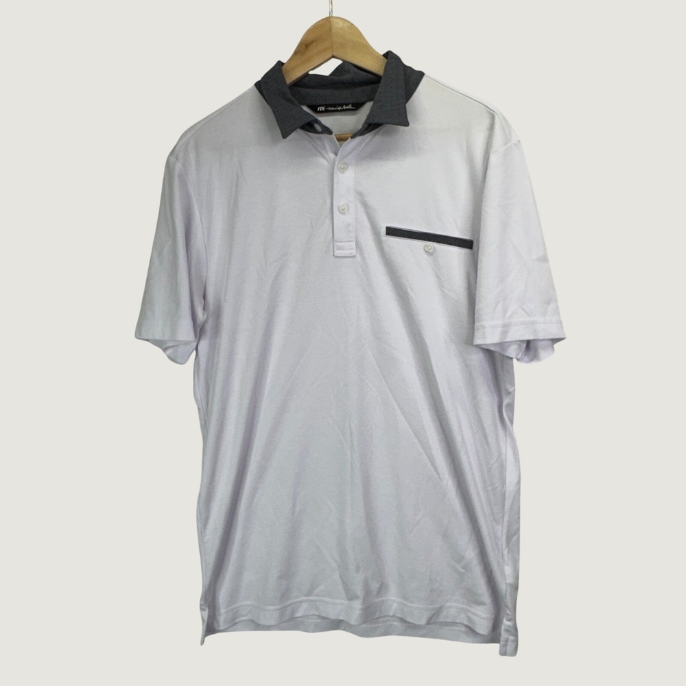 TravisMathew Polo Shirt Size M White Short Sleeve Golf Athletic Casual
